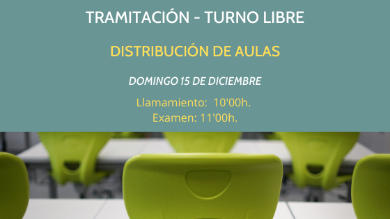 Distribución opositores por aulas examen Tramitación Procesal domingo 15 de diciembre